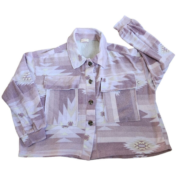 Aztec long sleeve button-up shacket size medium - Picture 1 of 7